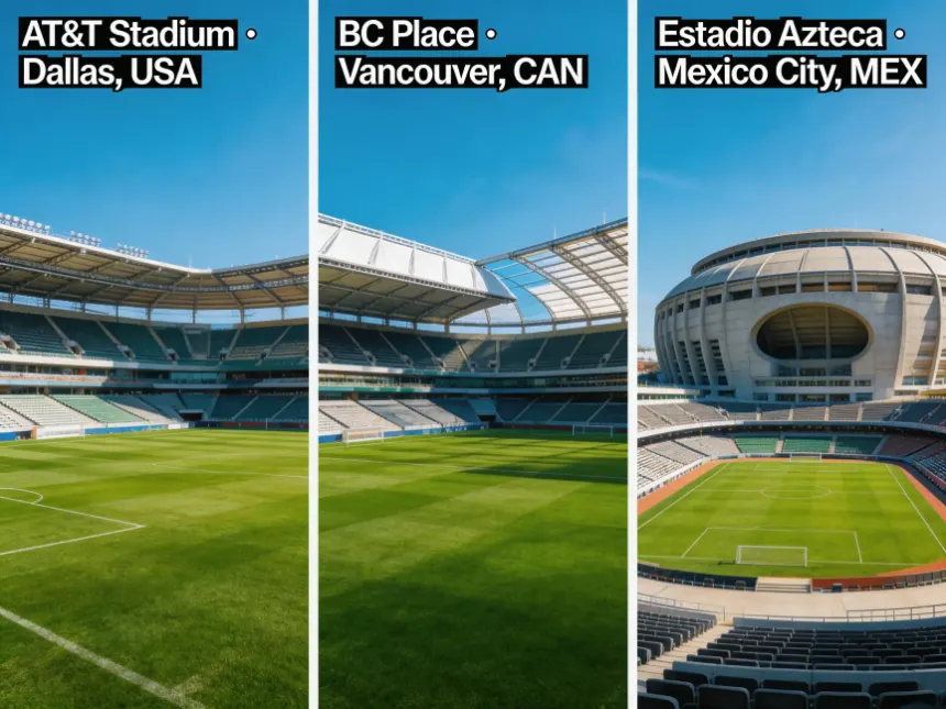 Mapa de las 16 sedes del Mundial 2026 en Estados Unidos, México y Canadá
